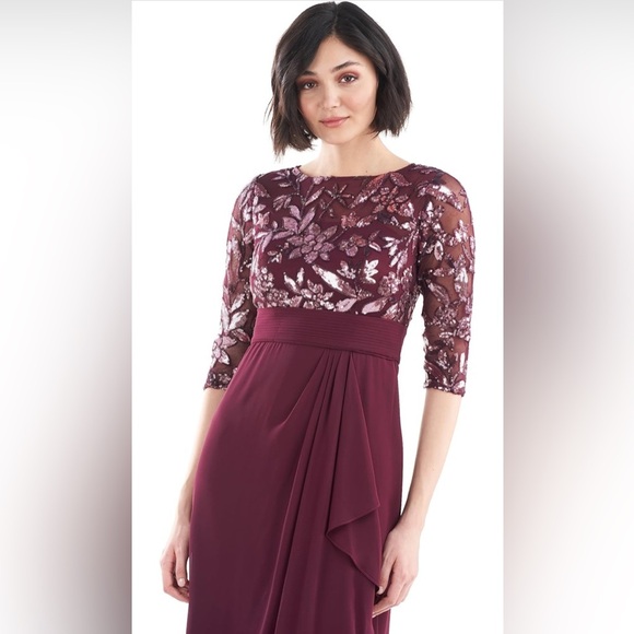 JS Collections Tessa Boat Neck Column Gown NWT Size 8 - Picture 2 of 9